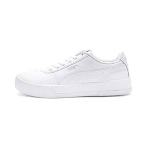 lot 13344 image: Puma Carina Womens White Low-Top Platform Sneakers with Lace-Up Closure