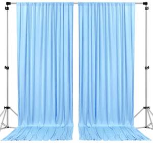 lot 13360 image: AK TRADING CO. 10 feet x 8 feet IFR Polyester Backdrop Drapes Curtains Panels with Rod Pockets - Wedding Ceremony Party Home Window Decorations - Light Blue