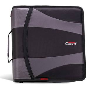 lot 13368 image: Case-it Dual Zipper Binder  Two 2 D-Rings  800-Sheet  Dual-301 Black