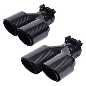 lot 13369 image: 2-Pack Carbon Fiber Dual Exhaust Tips 2.25 Inlet to 3.5 Outlet, Universal Tailpipe 2.25 Inch Exhaust Muffler Tips (Gloss)