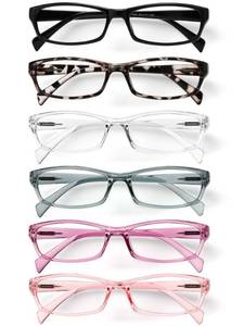 lot 13370 image: Gaoye Reading Glasses for Women, 6 pack Fashion Readers for Women Men Spring Hinge Eye Glasses, Blue Light Reading Glasses 1.50
