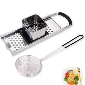 lot 13373 image: Mlesi Premium Grade Stainless Steel Spaetzle Maker Widen Plastic Handle with Skimmer Spider Strainer Homemade Egg Noodle Dumpling Perfect Sized for pots and Pans Making Tool