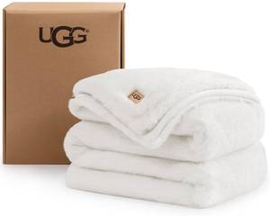 lot 13376 image: UGG Euphoria Throw Blanket, Plush Faux Fur Blanket, 50 x 70, White Snow