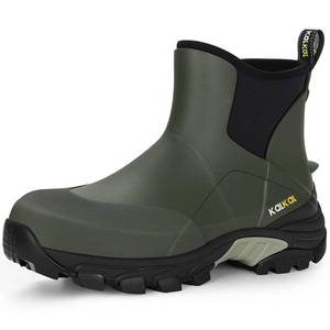 lot 13383 image: Kalkal Mens Rubber Boots Waterproof Ankle Rain Fishing Boots with Shock Absorption Sports Sole, Comfort Outdoor Mud Boots for Casual Yard Work (Olive Green, Size12)