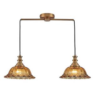 lot 13384 image: HDDFL Vintage 2 Light Pendant Light Fixtures Modern Brown Glass Hanging Lighting with Adjustable Cord for Kitchen Island Dining Room Living Room Hallway