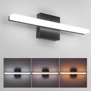 lot 13390 image: 16in Black LED Bathroom Light Fixtures, 3 CCT Bathroom Vanity Lights