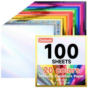 lot 13398 image: Oleitodh 100 Sheets 12x12 in Metallic Cardstock, 20 Colors, 250GSM