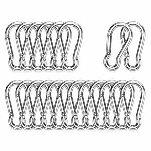 lot 14130 image: Stainless Steel Carabiner Clip Spring Snap Hook M8 20pc