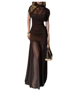lot 14136 image: GORGLITTER Womens Mesh Bodycon Maxi Dress Brown Large