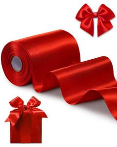 lot 14179 image: FAKILO Red Satin Ribbon 4 Inch x 22 Yard