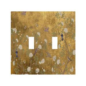 lot 14230 image: Luhuolu Double Toggle Decorative Wall Plate Gold Floral Bird Print