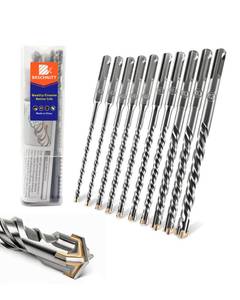 lot 14264 image: BRSCHNITT SDS Plus Carbide Cross Tip Concrete Drill Bit - 3162143516238212 SDS-Plus Hammer Drill Set for Concrete, Brick, Stone & Masonry - 6 Length (10-Piece)