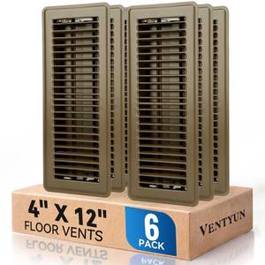 lot 19510 image: Ventyun 4 x 12 Floor Register Vent Covers 6-Pack, Brown