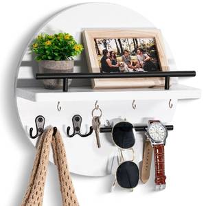 lot 19512 image: Dreampossible Wall Mount Key Holder with Shelf and Hooks