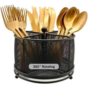 lot 19525 image: 360° Rotating Metal Utensil Caddy