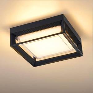 lot 19563 image: CHENS01 Square Flush Mount LED Ceiling Light Black Aluminum Frame 24W
