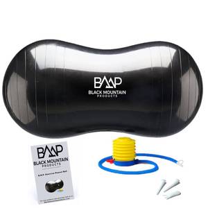 lot 19569 image: Black Mountain Products Peanut Yoga Stability Ball with 1000 lb Static Weight Capacity Pump, Black