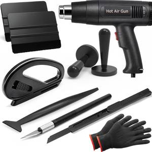 lot 19576 image: Spanno Vinyl Wrap Kit with Heat Gun, Black Car Wrap Kit for Window Tint