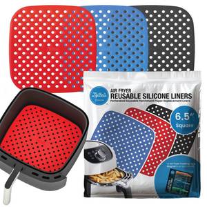 lot 20016 image: Lotteli Kitchen, Reusable Air Fryer Liners, 6.5 in Square, 3 Pack