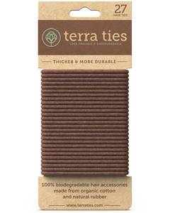 lot 20029 image: BIODEGRADABLE Elastic Hair Ties for Women & Men - Organic No Crease Brown Hair Tie Ponytail Holders and Hairties for Buns - Plastic Free Hairbands for Women and Mens Hair - 5mm (15 count)