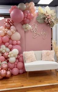lot 20030 image: Oh Baby Sign - Wooden Shower Sign for Balloon Arch, 1st Birthday Party, Gender Reveal Party Decor, Backdrop Wall Photo Prop