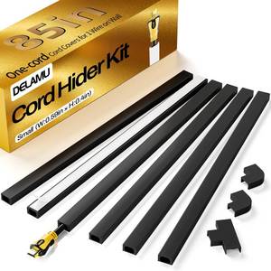 lot 20040 image: Delamu Black Cord Hider, 85in Cord Covers for Wires on Wall, One-Cord Cable Hider, Wire Hiders Wire Covers for TV Cords on Wall, Easy Mount Cable Cover Management Kit, 6X L14.2 W0.59 H0.4in, Black