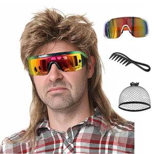 lot 20041 image: Lotfon Mens 80s Mullet Wig, Retro Rocker Costume for Halloween, 80s Themed Party & Cosplay (Light Brown)