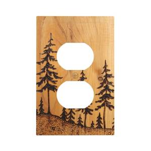 lot 20407 image: Rustic Wood Print Pine Tree Outlet Switch Cover