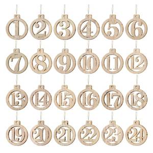 lot 20428 image: GWHOLE Wooden Advent Calendar Numbers 1-24 with String