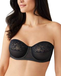 lot 20470 image: Wacoal Black Lace Strapless Underwire Bra Size 36DDD