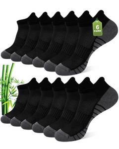 lot 20471 image: Vertkser 6-Pair Black and Gray Low-Cut Ankle Socks with Heel Tab