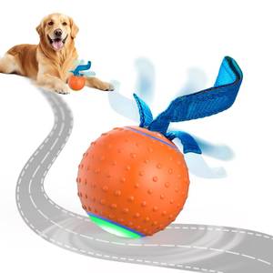 lot 20475 image: Pubialo 3-in-1 Interactive Pet Toy Ball Orange w Blue Strap LED Light