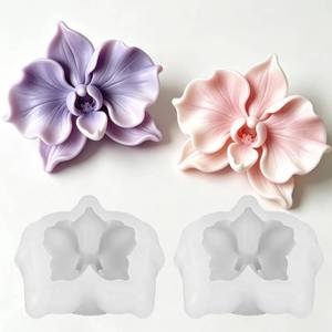 lot 20499 image: Wehous 2PCS Orchid Flower Candle Soap Molds, 3D Flower Silicone Chocolate Cake Fondant Decoration Molds, Unique Floral Silicone Molds for Resin Candle Soap Wax Polymer Clay Concrete Art Craft Decor