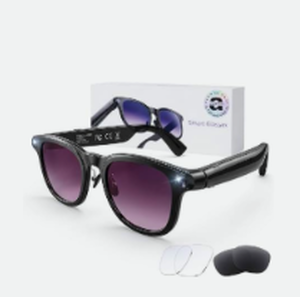 lot 1873 image: Smart Glasses Sunglasses Black Frame Purple Lens - Stock image may not match actual product images