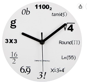 lot 1917 image: Math Equation Wall Clock with White Face and Black Hands - Stock image may not match actual product image