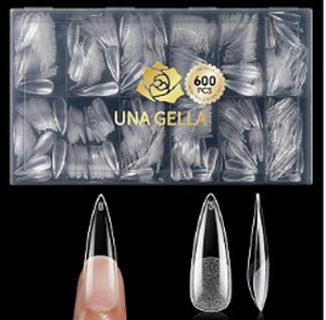 lot 2057 image: UNA GELLA Stiletto Soft Gel Nail Tips Full Cover 12 Sizes - Stock image may not match actual product images