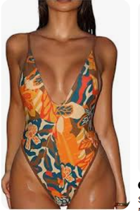 lot 2084 image: Milumia Womens One Piece Swimsuit Floral V Neck Small - Stock image may not match actual product image