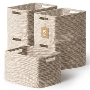 lot 9772 image: Yilobi 5 Pack Woven Storage Baskets, Decorative Storage Bins for Organizing