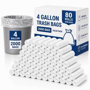 lot 9787 image: Delxo 4 Gallon Small Trash Bags, 2000 Count Bulk, Clear Bathroom Trash Bags