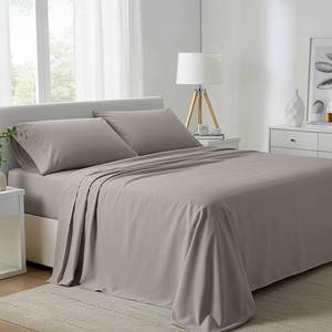 lot 9808 image: Carressa Linen 800 Series Egyptian Cotton Queen Sheet Set, Taupe