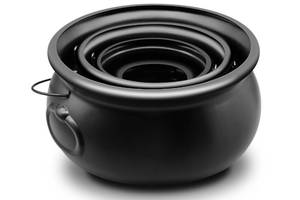 lot 9809 image: 4 Pieces Set 12 10 8 6 Plastic Black Cauldron Kettle Halloween Candy Bowl, Large Witch Cauldron Pot Bucket for Halloween Decorations Trick or Treat Party Supplies, St Patricks Day Party Favor