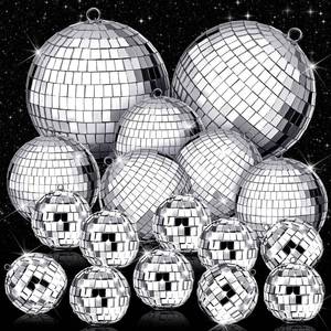 lot 9811 image: WILLBOND 17 Pcs Silver Mirro Disco Ball Set, Multi Size, 6, 3.2, 2 Inch