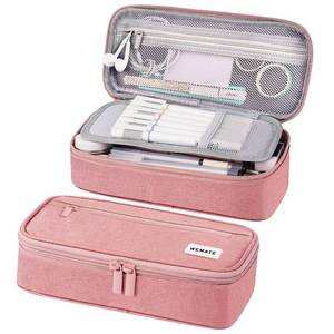 lot 10053 image: WEMATE Large Pencil Case Aesthetic,Big Capacity Canvas Pencil Pouch with Zipper, Pencil Case for Women & Men, Marker Pen Case,Portable Stationery Pencil Bag for Office Pink
