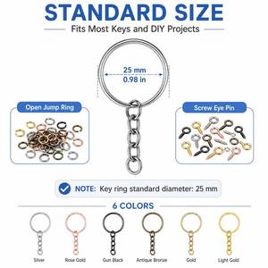lot 10075 image: Hotop 360 Pcs Keychain Bulk, Keychain Making Kit, 25 mm, Mixed Color