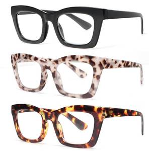 lot 10079 image: REAVEE 3 Pack Reading Glasses for Women Blue Light Blocking Computer Fashion Readers with Spring Hinge and Glasses Pouch 2.5