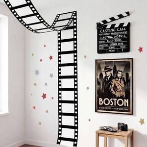 lot 10089 image: SmoothNovelty 1 Pcs 78x12 Filmstrip Tape Banners Movie Themed Party Decorations Black and White Film Reel Porch Sign Fabric Movie Night Prop Backdrop Home Theater Decor with Hanging Rope Glue Point