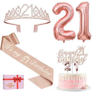 lot 10100 image: YeohJoy 21st Birthday Decorations for Her Rose Gold