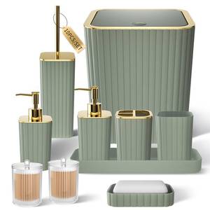 lot 11037 image: XLHOMO Bathroom Accessories Set - Gorgeous Sage Green Bathroom Set