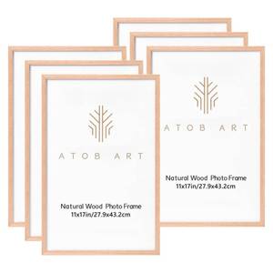 lot 11041 image: ATOBART 11x17 Solid Oak Wood Picture Frames, 6 Pack