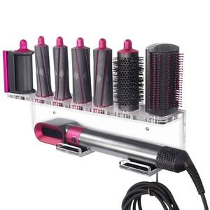 lot 11047 image: Affogato Wall Mount Holder Compatible with Dyson Airwrap Styler Accessories Acrylic Storage Holder Compatible with Dyson Airwrap Attachments Organizer Rack for Wand Barrels Brushes, Transparent Clear